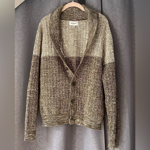 Goodfellow & Co. Olive grain and cream colored button-down sweater size large. - Picture 1 of 6